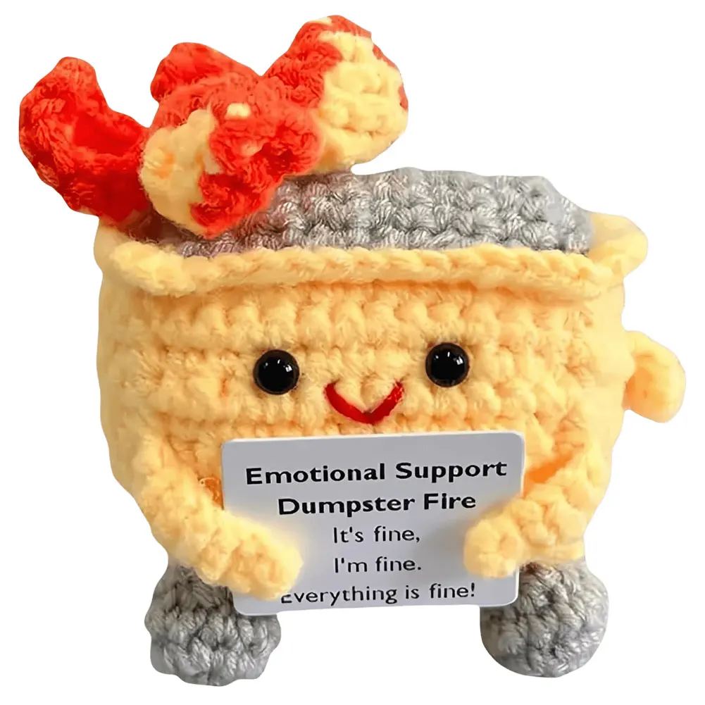 Crochet Dumpster Fire Cute Emotional Support Dumpster Fire Positive Crochet Dumpster Fire Office and Home Decoration Gifts