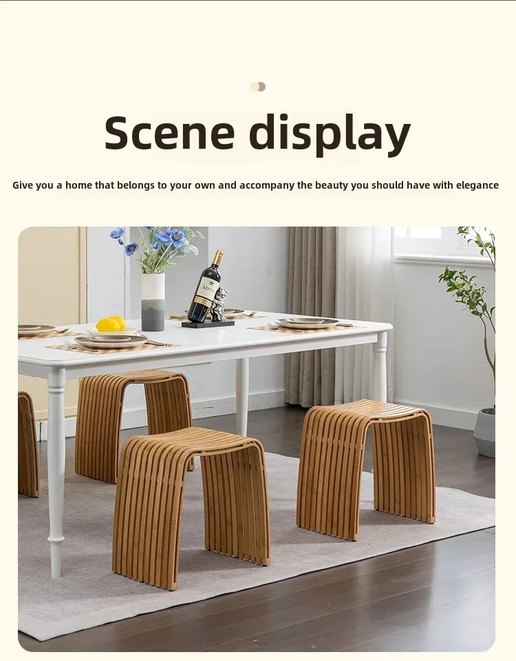 Simple Bamboo Living Room Dining Stool Furniture Modern Home Casual Shoe Changing Stool Strong and Durable Dressing Chair