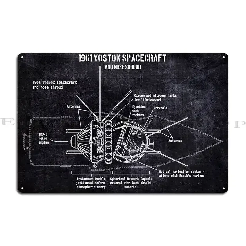 1961 Vostok Metal Plaque Poster Cinema Kitchen Design Classic Rusty Tin Sign Poster