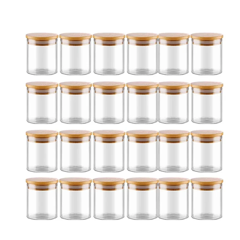 2pcs/5pcs/10pcs/12pcs/20/24pcs Transparent Glass BottlesJars Vials Terrarium with Bamboo Lids for Art Crafts Wedding Favors 25ml