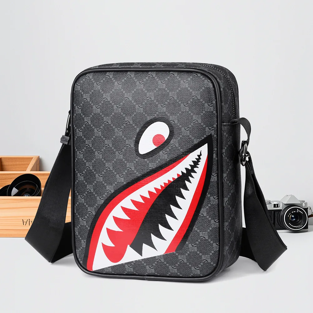 Premium Shark-Mouth Messenger Bag for Men Business Slim Crossbody Bag, Anti-Theft RFID Laptop Sling with Quick-Access Magnetic