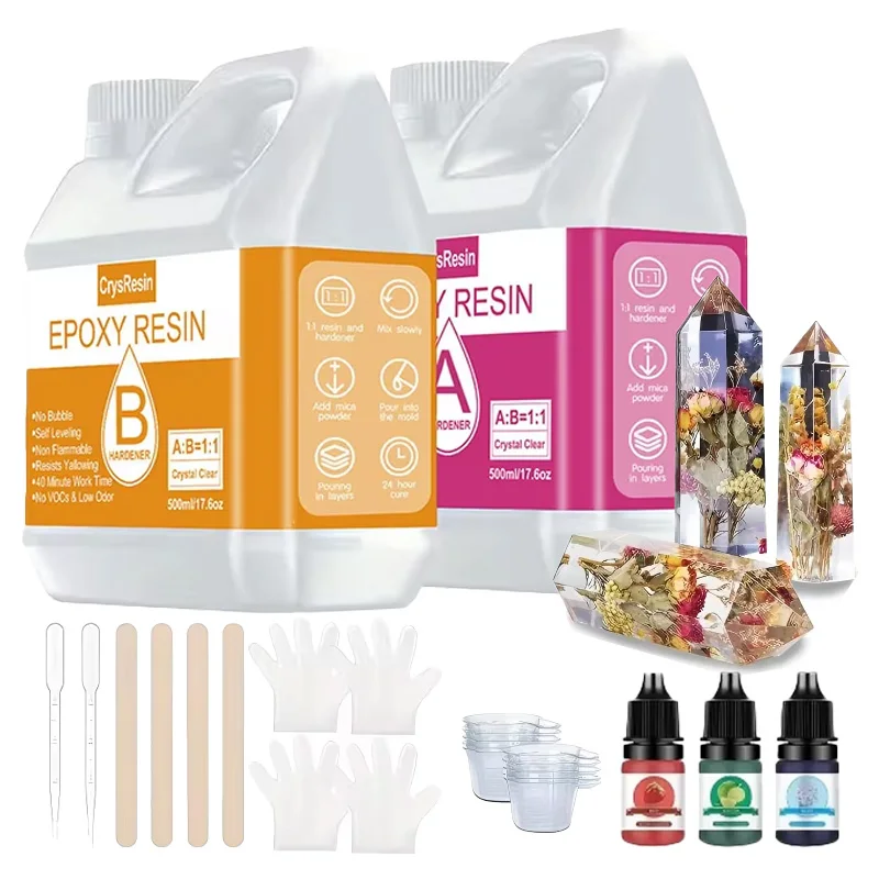 Epoxy Resin Kit Crystal Clear Casting Table Top Epoxy Resin Bubble Free Fast Curing Resin For Countertop Jewelry DIY Art