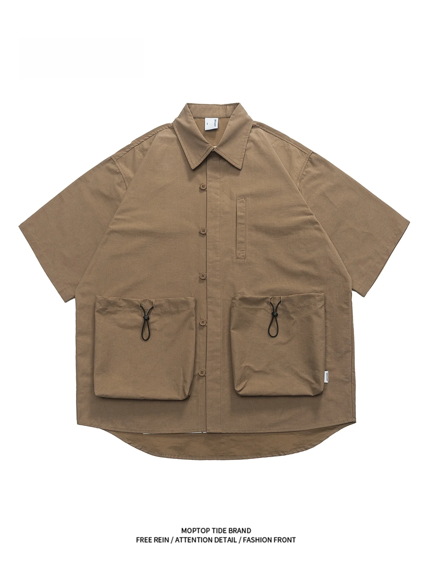 

Мужская рубашка свободного кроя в американском стиле с коротким рукавом и множеством карманов, летняя рабочая одежда, повседневная модная футболка из хлопка цвета хаки