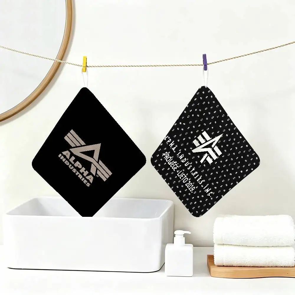 A-Alpha La I-Industries logo Polyester Cotton Hand Wiping Towel, Hanging Towel, Quick Dry for Kitchen Bathroom Daily Supplies