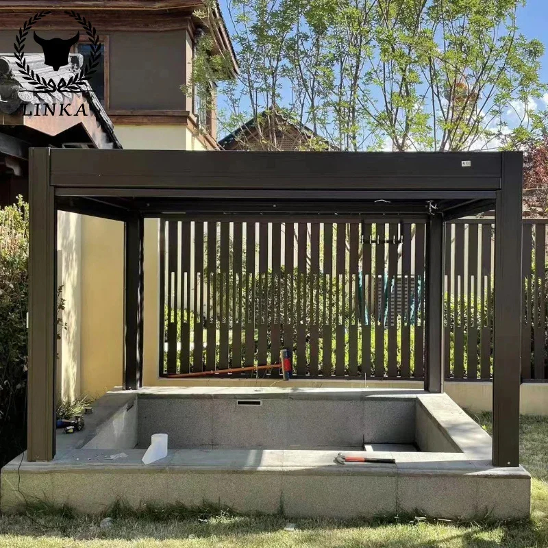 

Waterproof Pergola Opening Roof Louver Aluminium Pergola Outdoor Balcony Rainproof Aluminum Pergola