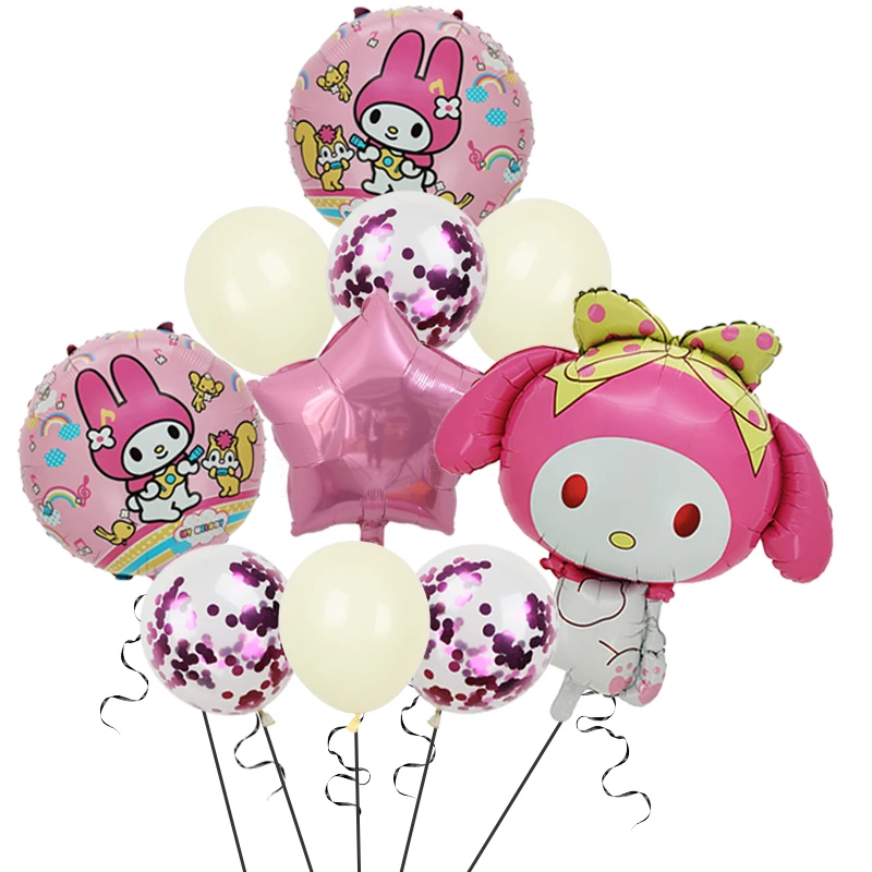 10pcs Cartoon Sanrio Cute Kuromi My Melody Cinnamoroll Foil Balloon 32 Inch Number Set Children\'s Birthday Party Decorative Toys