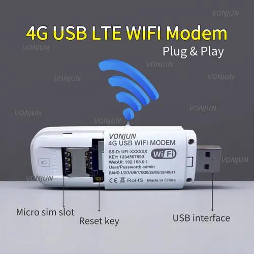 Imagen 2 del producto Dongle WiFi 4G UFI 150M USB LTE punto de acceso móvil enrutador de tarjeta Sim portátil bloqueo de banda Universal U6