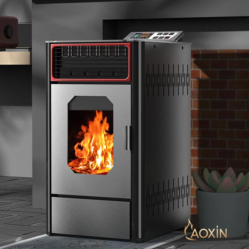 Modern Fully Automatic Indoor/Outdoor Biomass Pellet Heating Stove Energy-Efficient Smoke-Free with Remote Control for Home Use