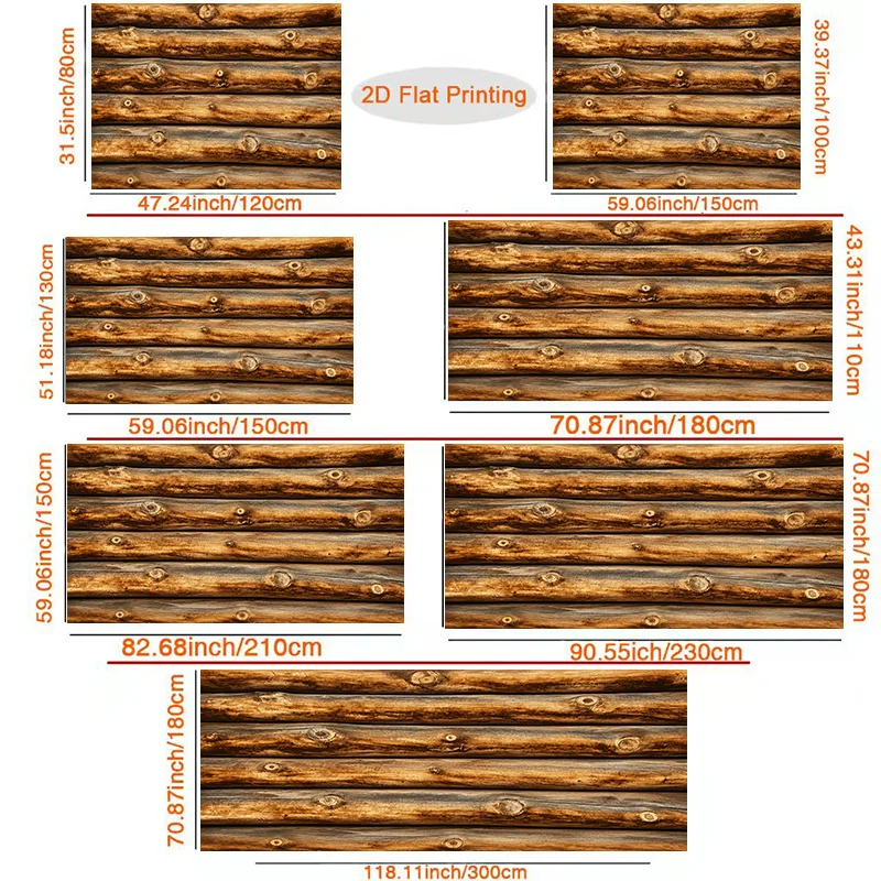 Realistic Wood Log Wall Mural Tapestry Rustic Farmhouse Decor Background for Living Room Bedroom