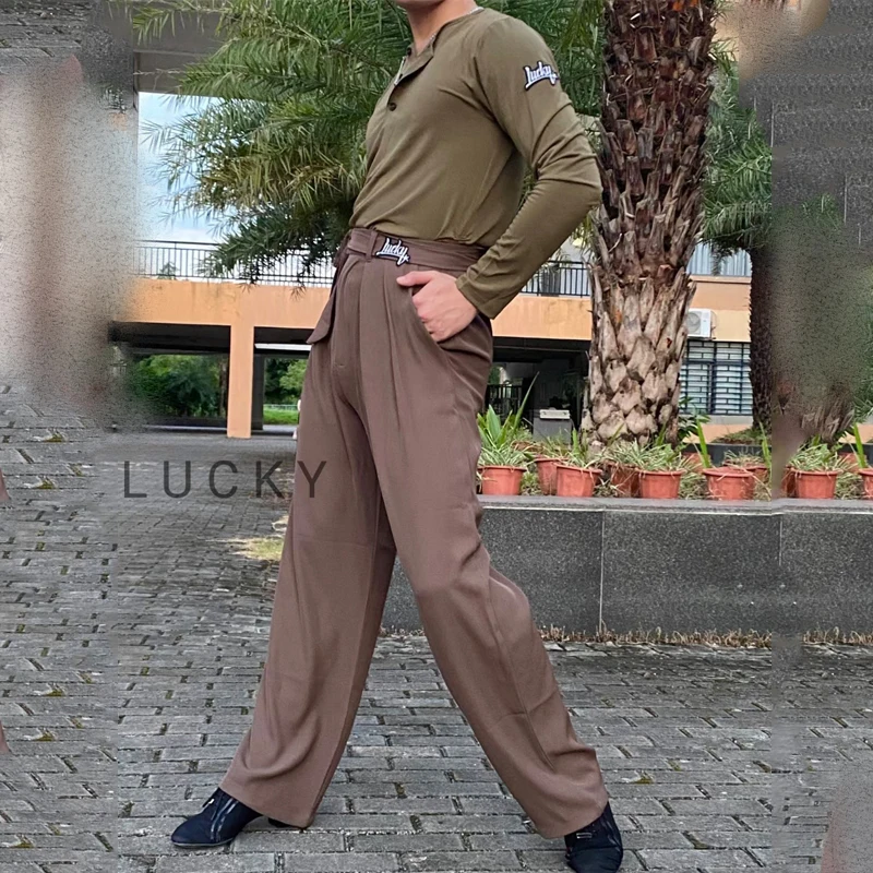 Men'S Professional Latin Dance Pants Practice Clothes Modern Dancing Pants Loose Trousers Rumba Tango Latin Dance Wear DQS7378