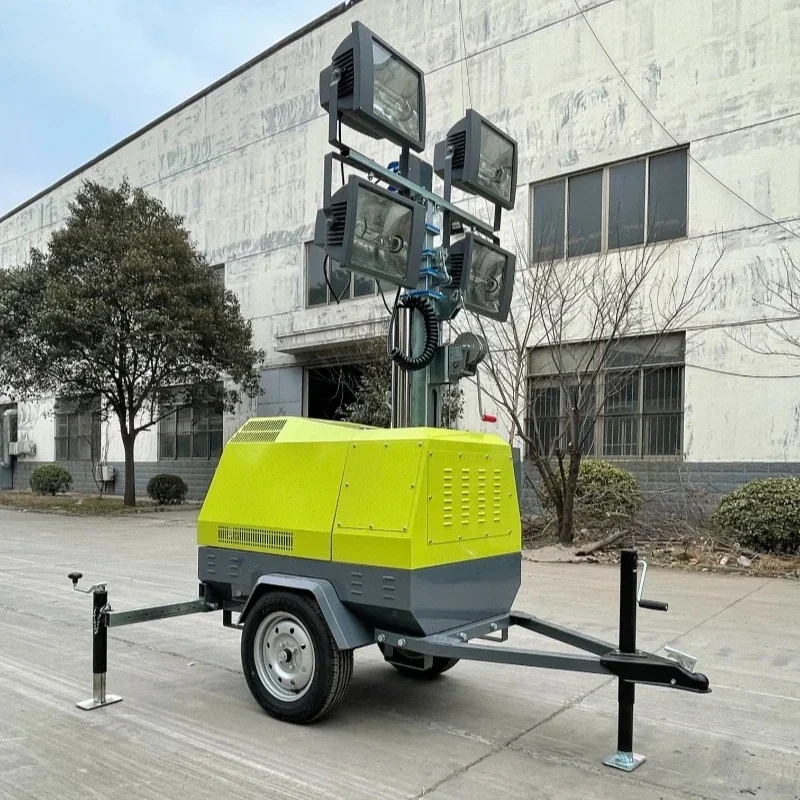 YG 5 M 7 M 9 M Portable Trailer Hand-lifting Mobile Lighting Tower Outdoor Led Light Tower Construction Machinery Factory Price