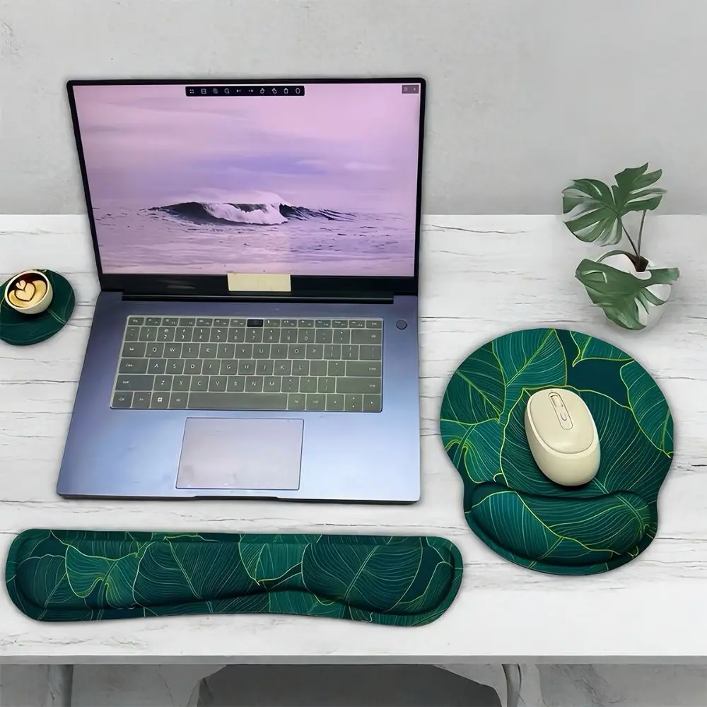 3Pcs/Set Comfortable Keyboard Wrist Rest Set Soft with Wrist Rest Mouse Wrist Support Pad Hand Rest Non-Slip Base