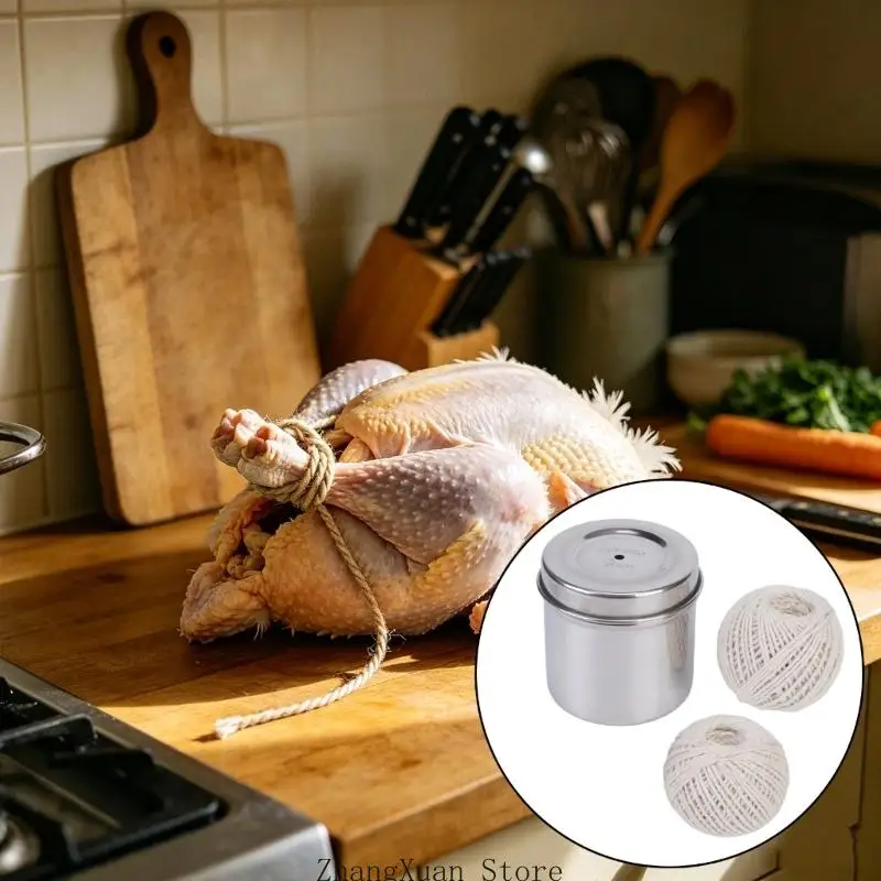 2 Rolls Oven Safe Cotton String Cooking Twine with Steel Dispenser Center Pull 3XUF