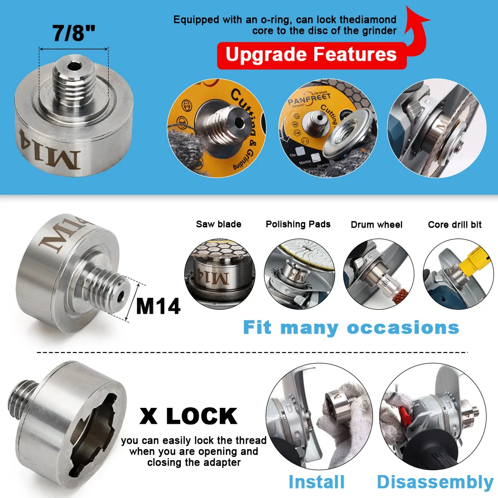 Diapro M14 Adapter for X-LOCK To Angle Grinder Cutting Blade Diamond Core Drill Bit Adapter