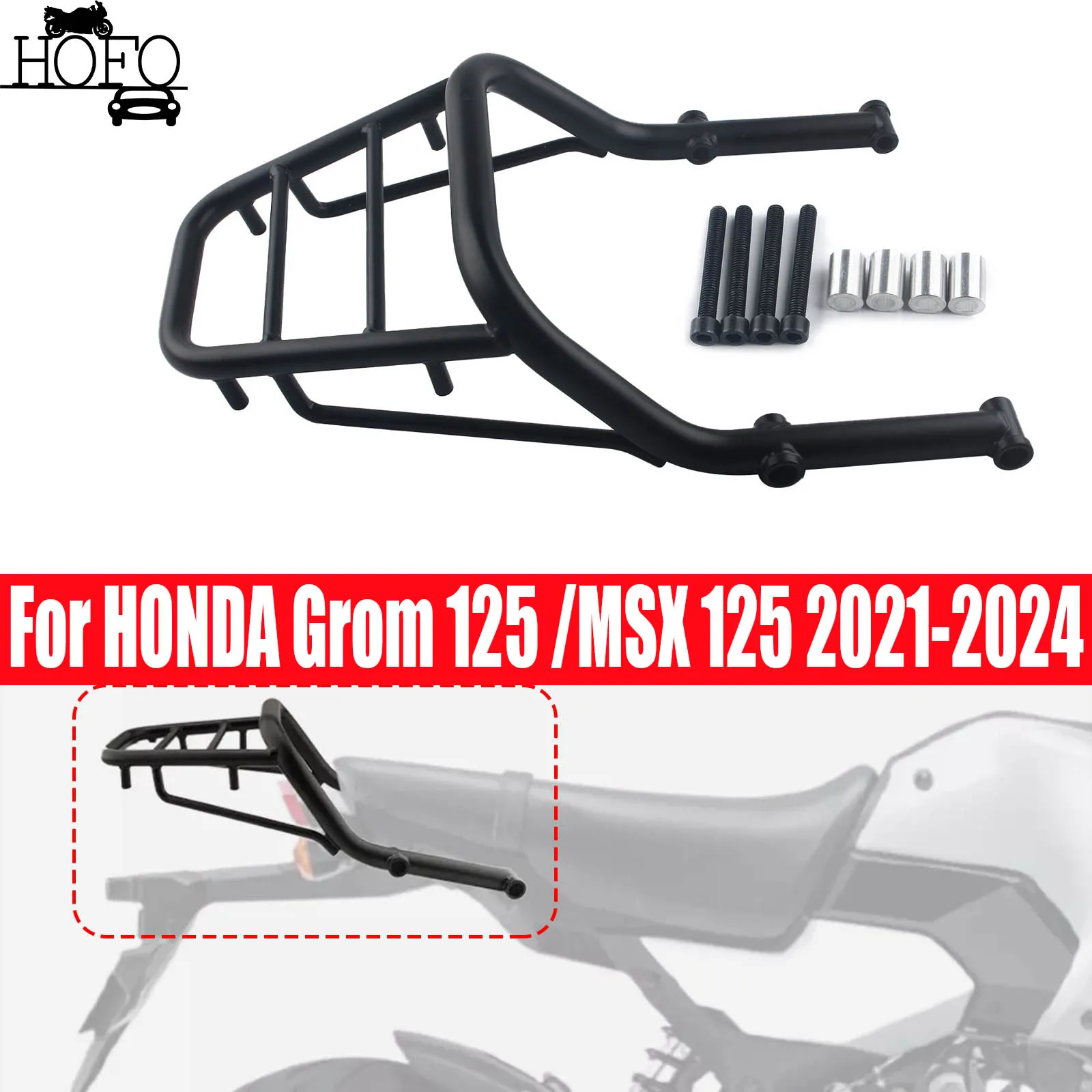 

For HONDA Grom 125 2021-2024 Motorcycle Rear Luggage Rack Carrier Tail Mount Cargo Carrier Holder Support Bracket