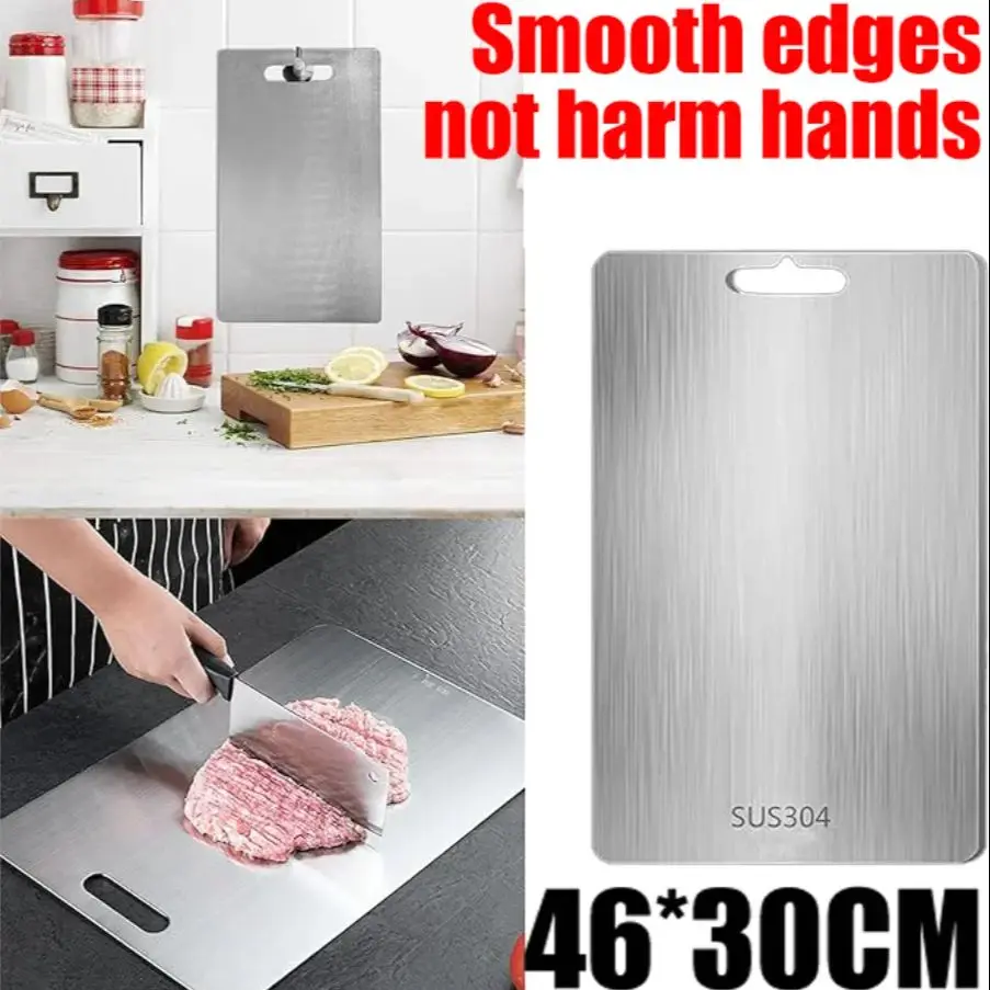 316 Board Kitchen Titanium Cutting Boards For Stainless 304 Steel Thickened Double-sided Food Grade Portable Fruit Meat Chopping