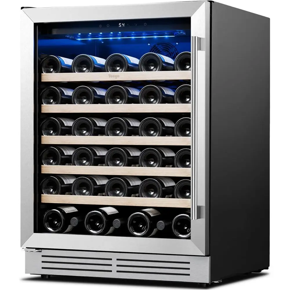 

24 Inch Wine ridge Cooler - 52 Bottles Wine Cooler with Glass Door, 40-65℉ Built-In or reestanding Rerigerator, Under Counter Wi