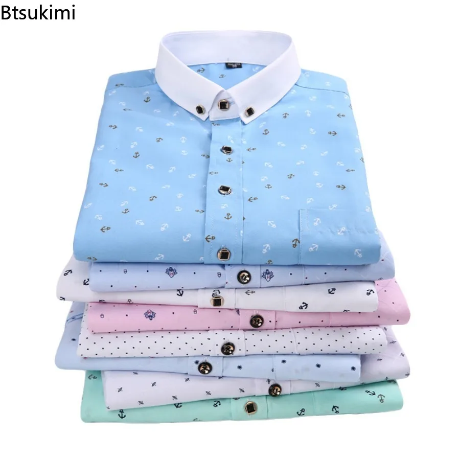 Hot Sale Men's Dress Shirts Spring Autumn New Arrival Long Sleeve Striped Print Business Shirts Men Slim Casual Versatile Shirts