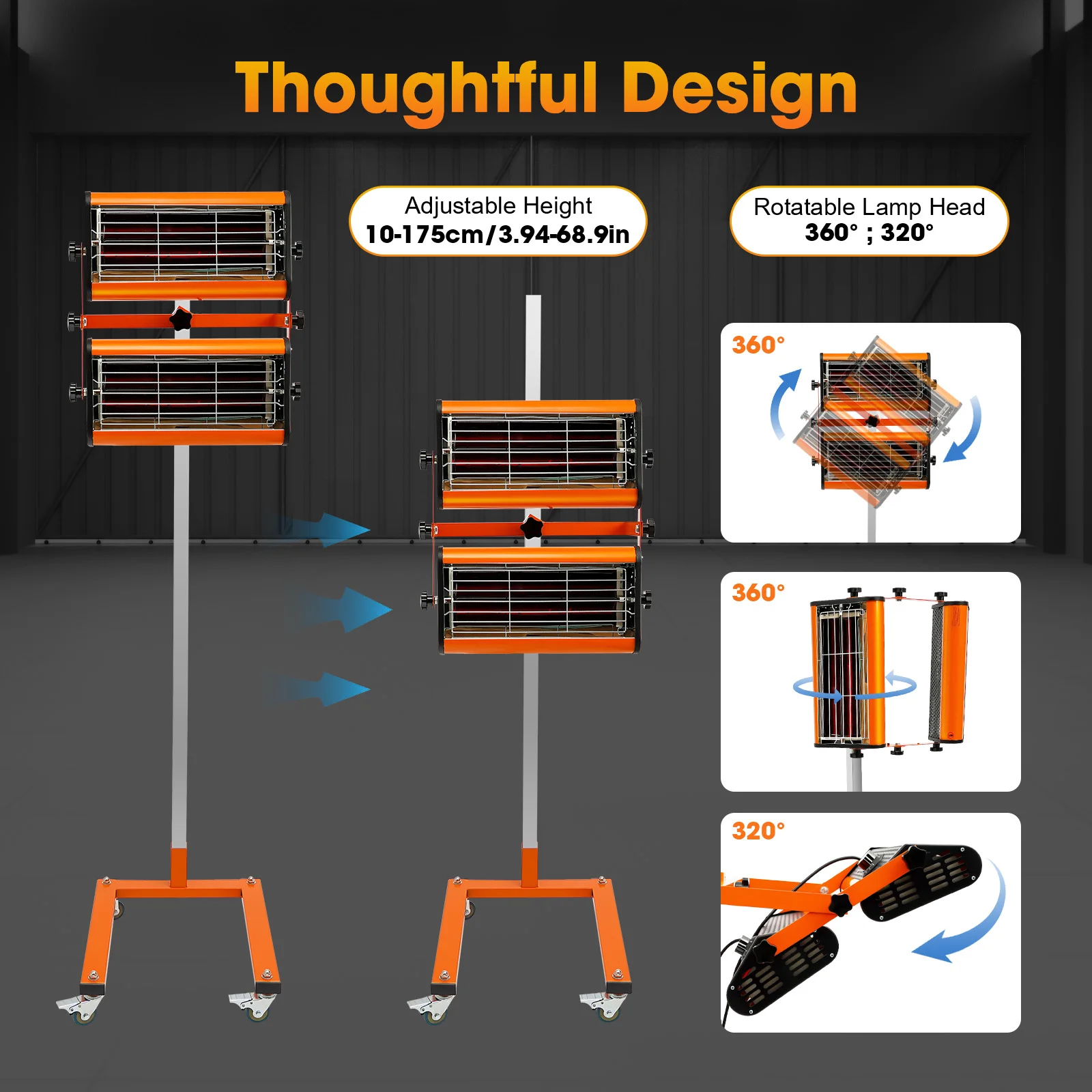 2X1000W Infrared Radiator Paint Dryer+Pillar Used In Automobile Paint Booths Local Paint Drying