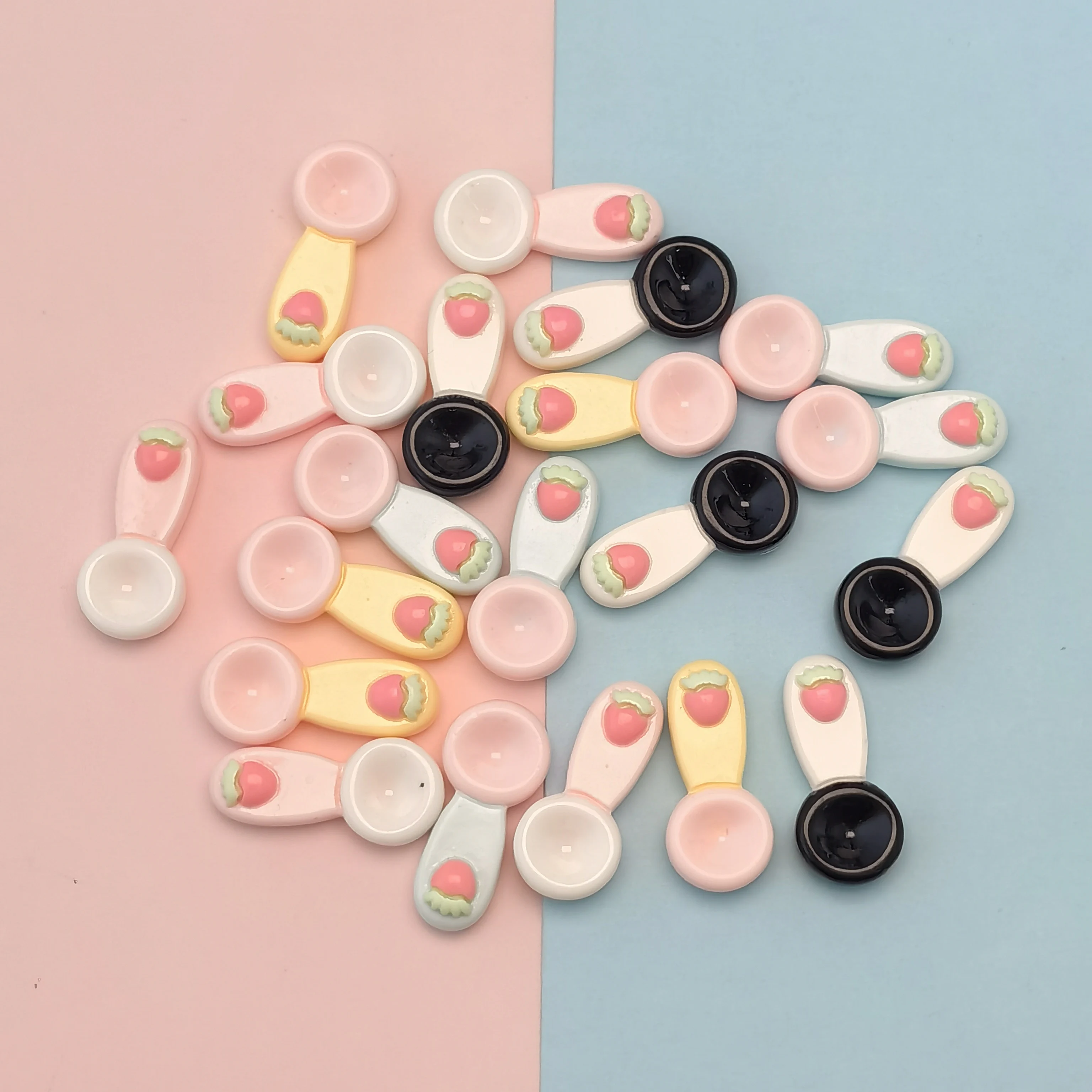 New Cute Strawberry Spoon Flat Back Resin Cabochon Scrapbooking Craft DIY Hair Bows Accessories Phone Case Decoration