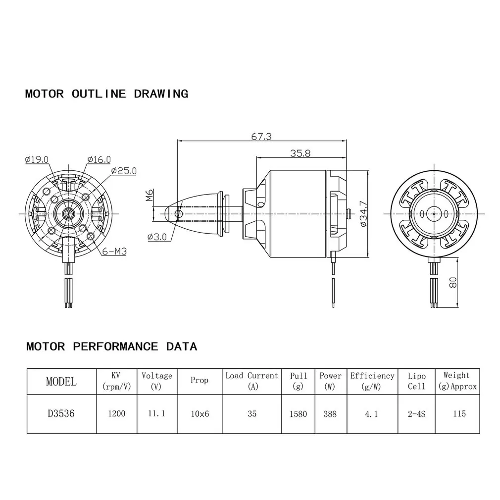 DXW D3536 1200KV 2-4S Brushless Motor For RC FPV Fixed Wing Airplane Aircraft 2000mm 2M Skysurfer FPV Glider Plane Spare Parts