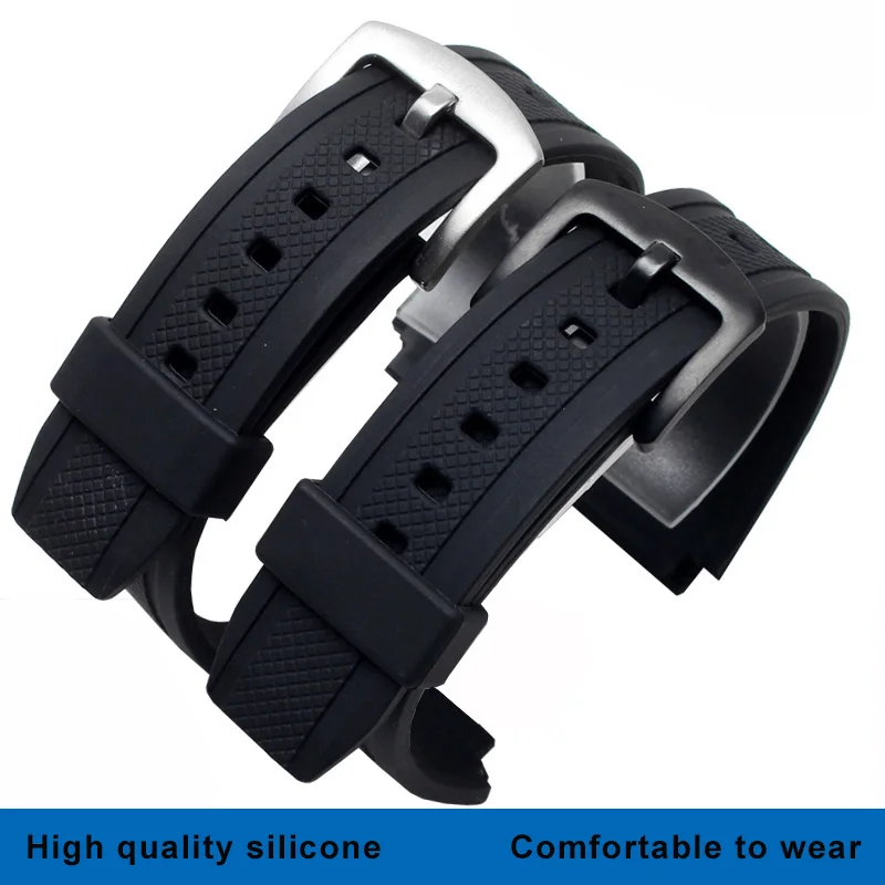 Black Silicone Rubber Sports Watch Strap For Casio Edifice EF-552 EF552 Watchbands EF-552D Men Bracelet Stainless Clasp 25*20mm