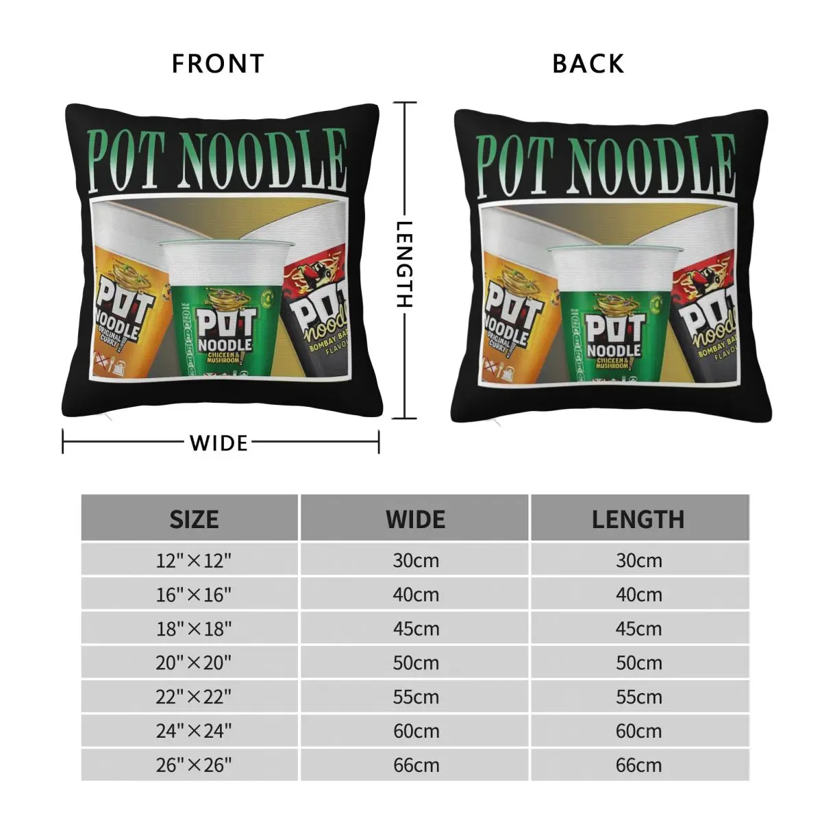 Pot Noodle Vintage 90s Pillowcase Polyester Linen Velvet Printed Zip Decor Pillow Case Bed Cushion Cover 45x45