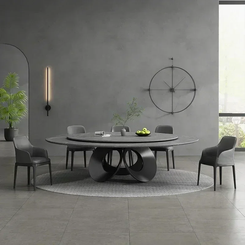 Modern Minimalist Household Light Luxury Rotary Table And Circular Dining Table Chair Combination  Home Furniture