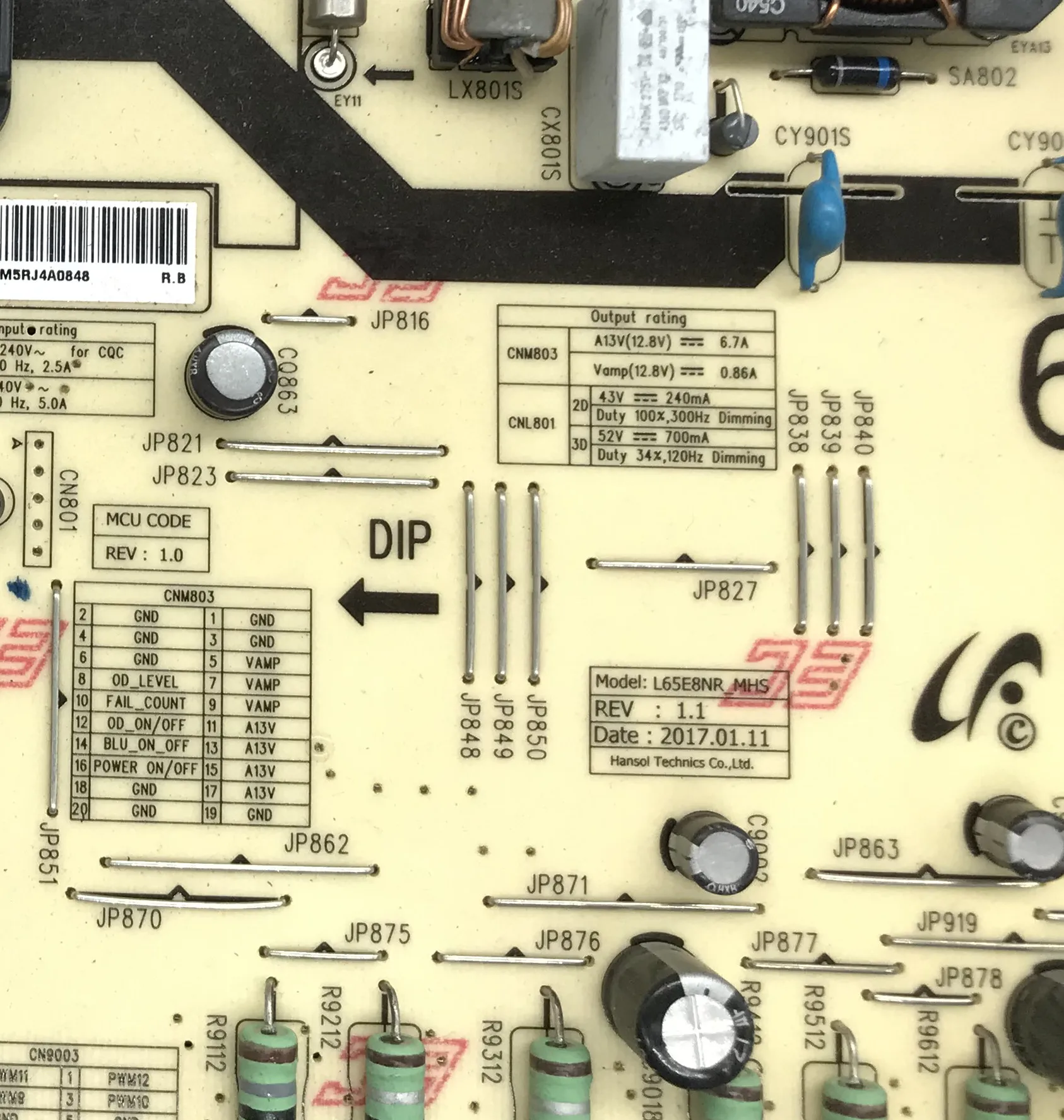 BN44-00912A L65E8NR_MHS Power Supply Card for TV Original Power Card Professional TV Accessories Power Board BN44 00912A