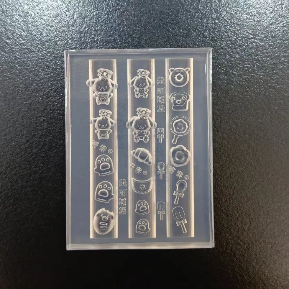 Moule à ongles 3D en Silicone, cuisine, mignon animal de compagnie, ours, chien, gâteau, crème glacée, Dessert, modèle Transparent, bricolage, Design, décoration Nail Art