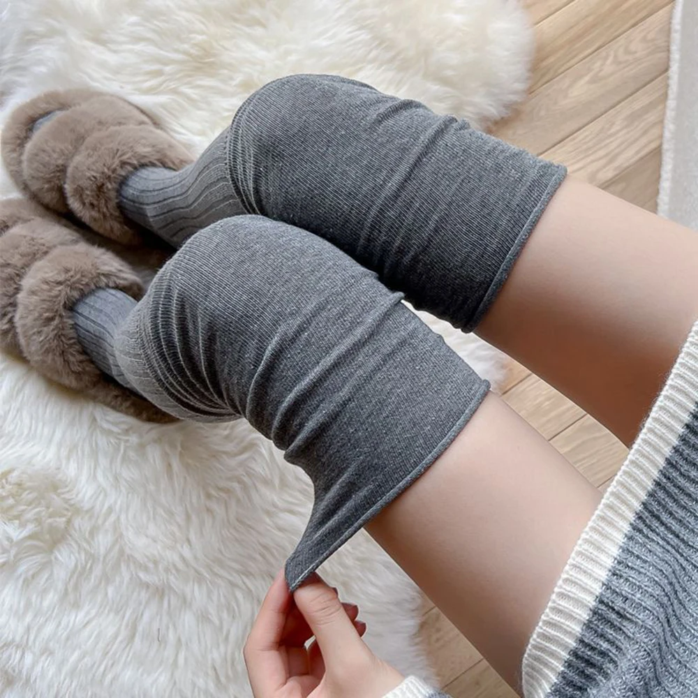 

Winter Women Knee-socks Thigh High Stocking Lady Splicing Stockings High Tube Thermal Socks Korean Casual Sock Solid Female