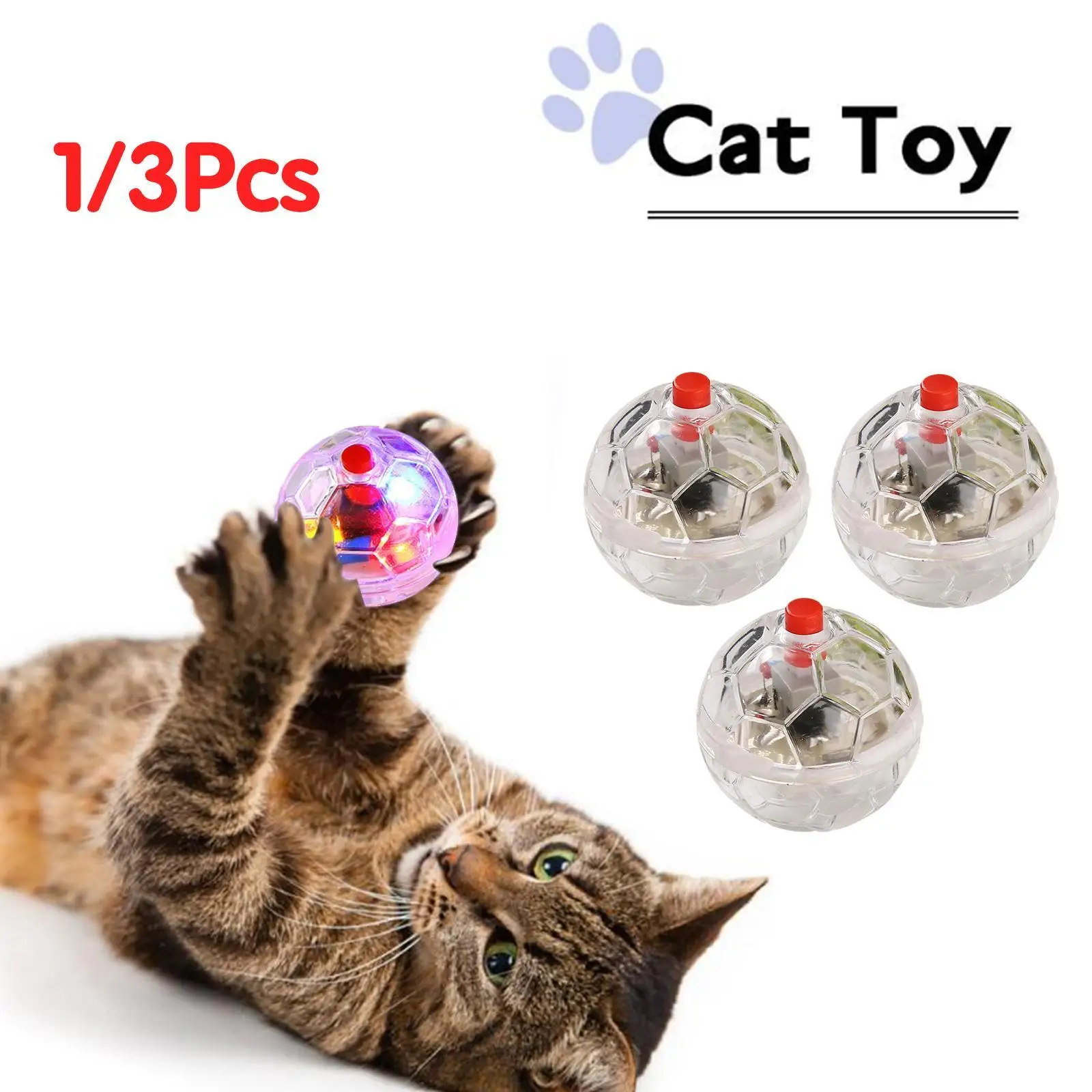 1/3Pcs Cat Motion Light Up Interactive Flash Ball Ghost Small Battery Powered Paranormal Equipment Portable LED Gift Pet Toys