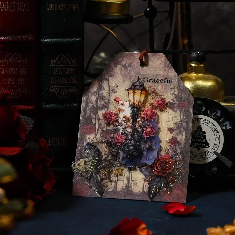 

10Sheets PET sticker Dark Night Light Series retro gothic handbook Materials Stationery School Supplies Scrapbook 153*103MM