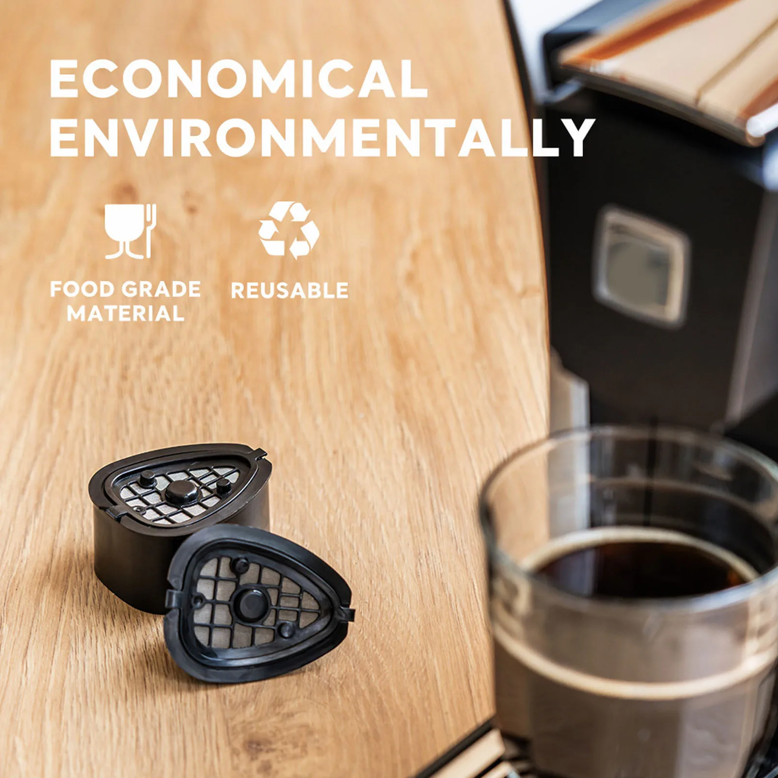 Food-Grade PP Reusable Coffee Capsule Filter, Fine Filtration Multifunctional for ST 9662 Coffee Maker Capsule Pod