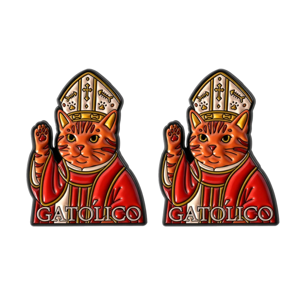 Fun Cat Bishop Brooch Text Game Meme Badge Personification Religious Style Backpack Clothes Decorative Pin
