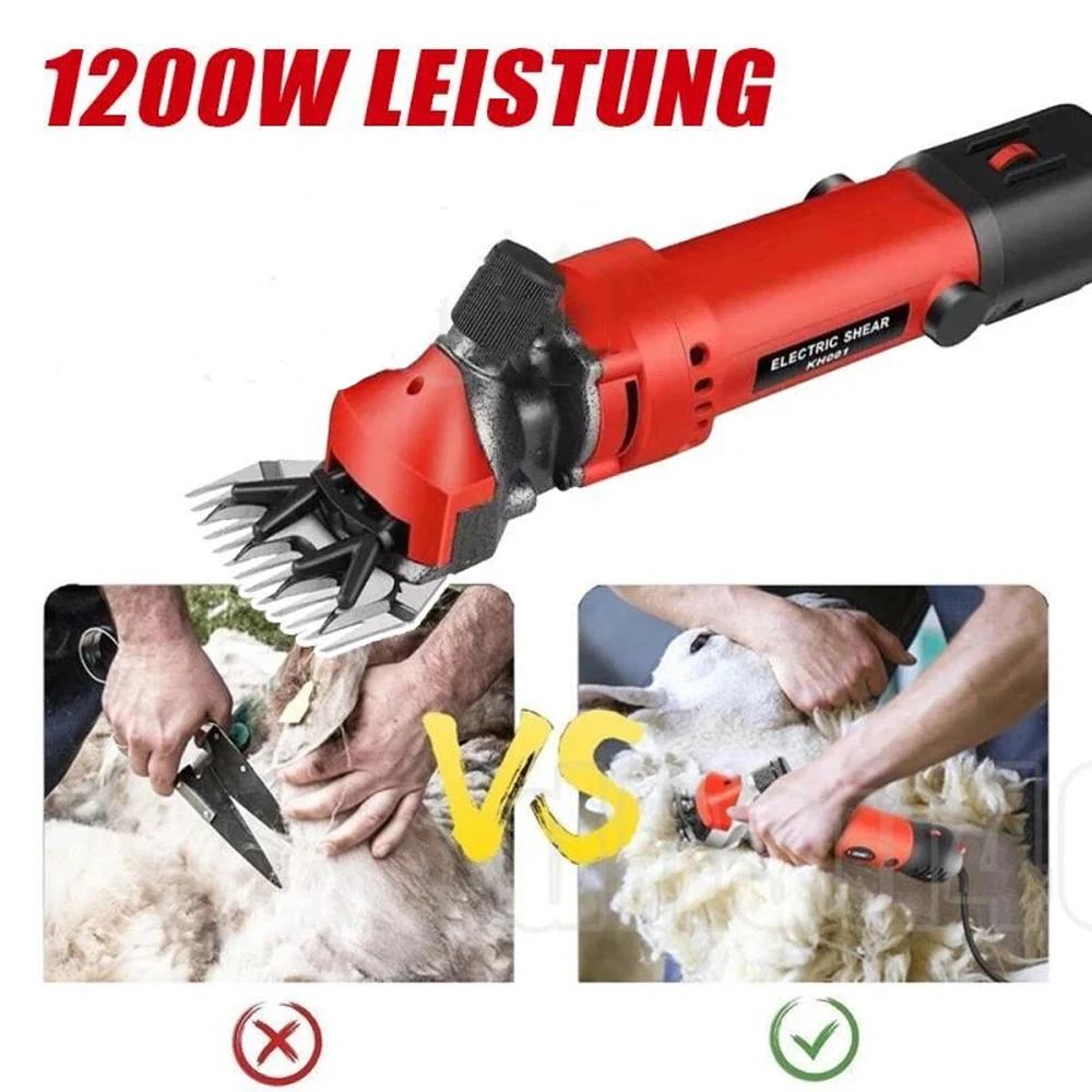 1200 واط 6 سرعة 13 الأسنان المكونات في الكهربائية الأغنام مقص شعر الحيوانات الأليفة القص عدة القص الصوف قطع الماعز الحيوانات الأليفة القص مزرعة قطع