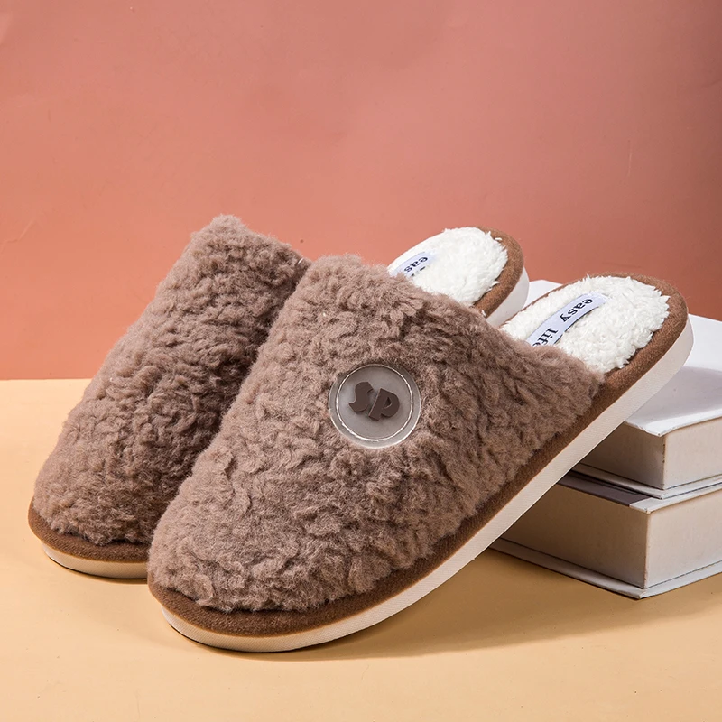 House Fluffy Slippers for Man Woman Winter Plush Indoor Cotton Comfortable Shoe Warm Home Men's Slipper Non Slip Size Plus 36-47