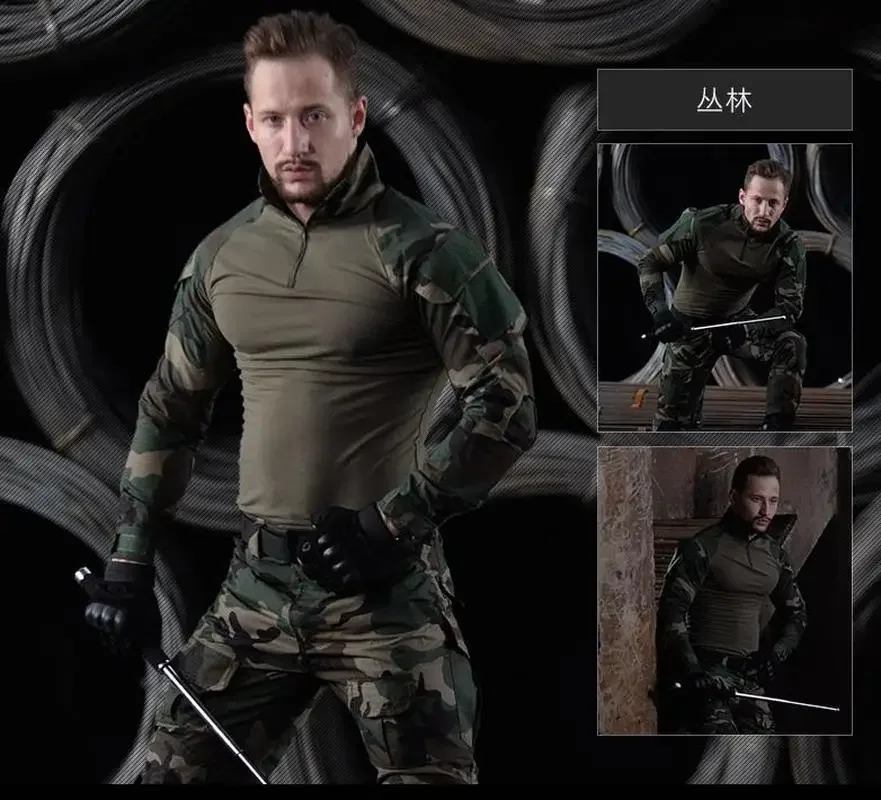 12 Colors hunting Clothing Set Camouflage Suit Camo Tactical Uniform Combat Elbow Knee Pads Tactical Suits for Hunting