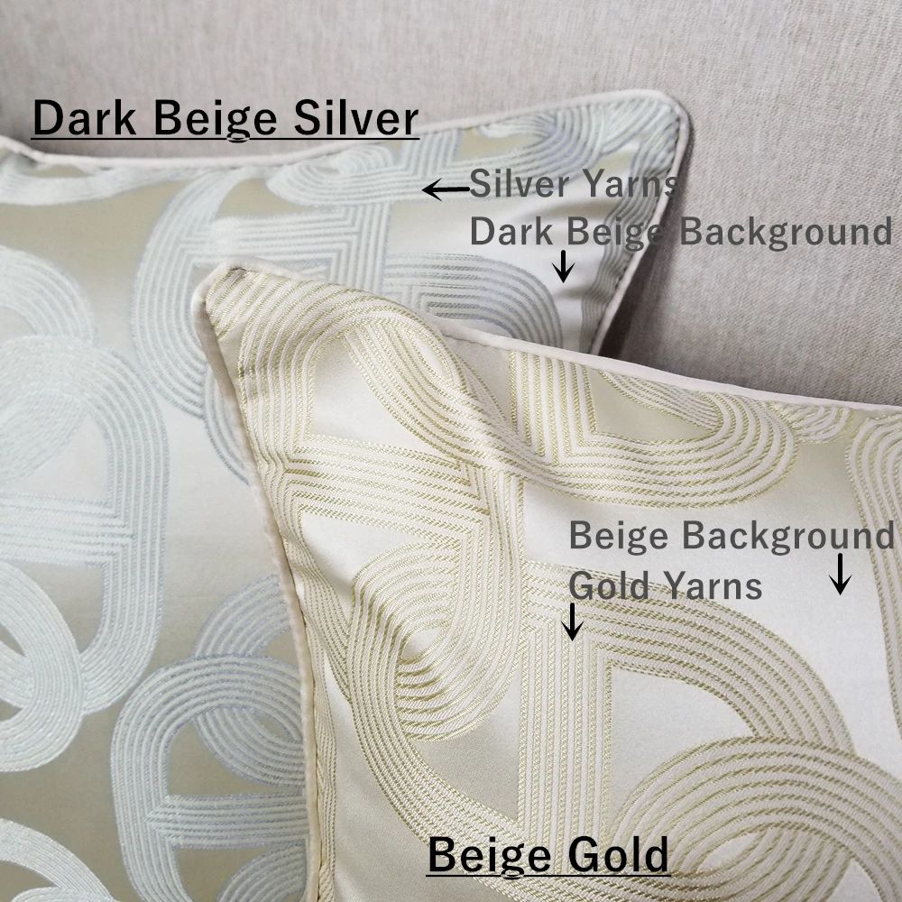 Contemporary Geometric Beige Pillow Case Gold Silver Ellipse Sofa Chair Designer Cushion Cover Decorative Square Home 45x45cm