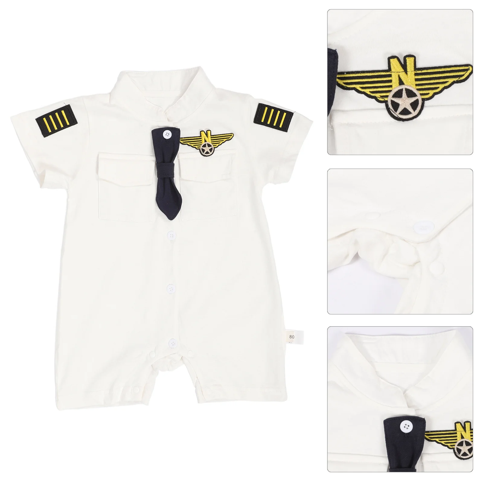 

Baby Navy Collar Romper Soft Cotton Jumpsuit Breathable Comfortable for Floor Walking Playing Sleeping Newborn Clothing