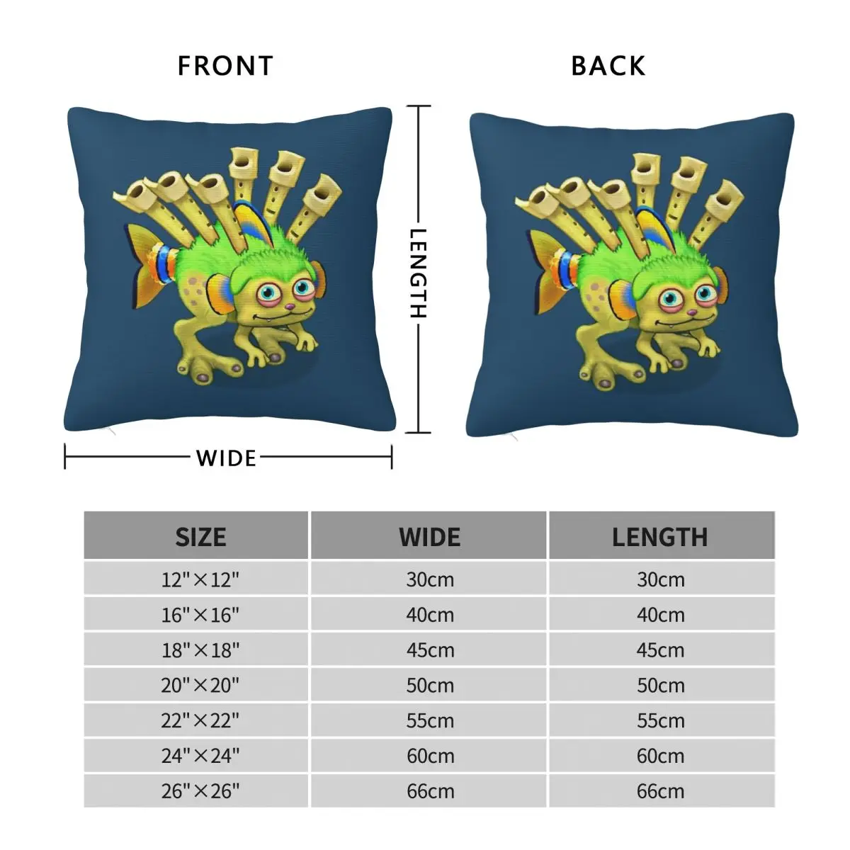 My Singing Monsters Reedling Pillowcase Polyester Linen Velvet Pattern Zip Decor Pillow Case Home Cushion Case