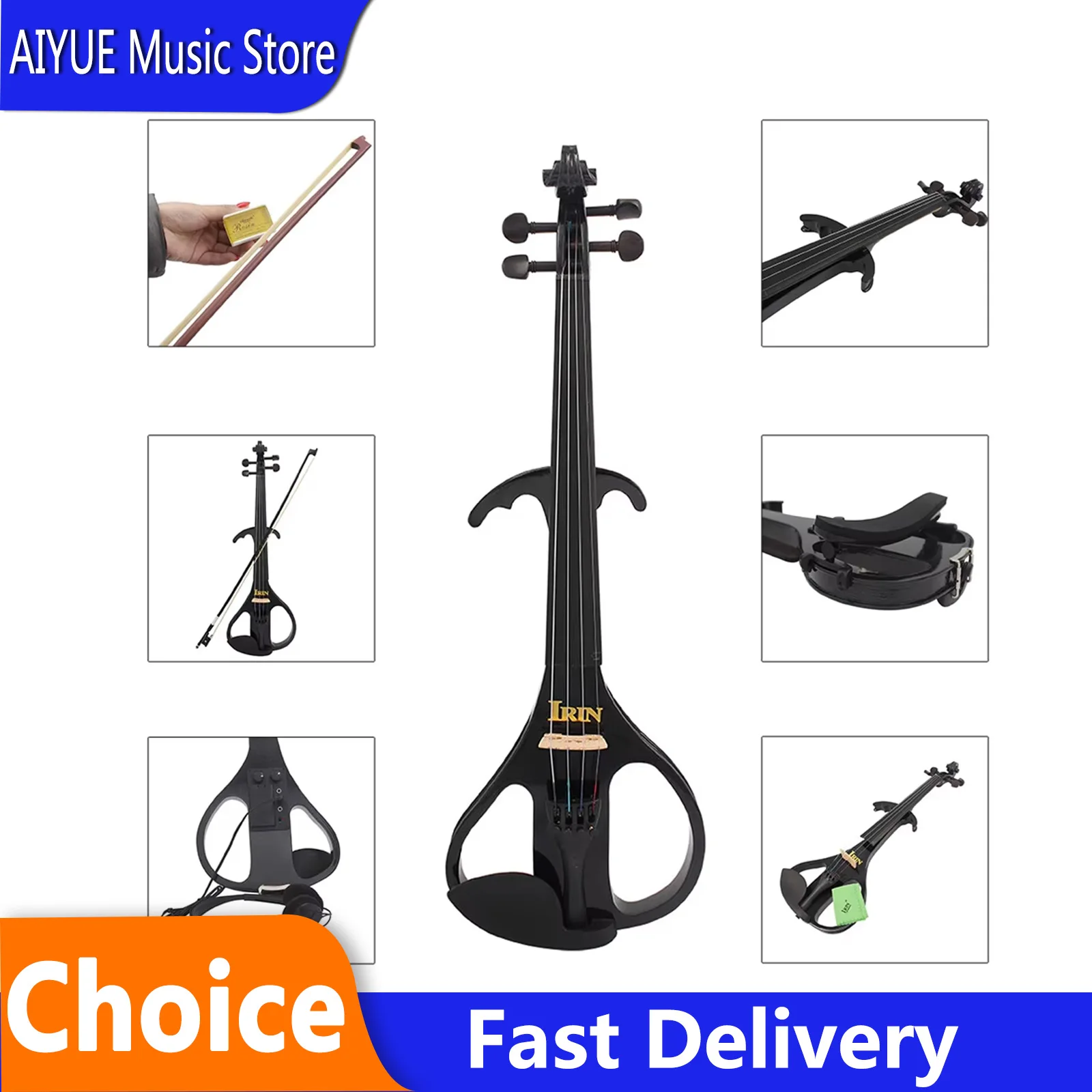

IRIN 4/4 Electric Violin Solid Fiddle Student Beginners Starter Kit Violin Stringed Instrument With Case Bow Audio Cable Strings
