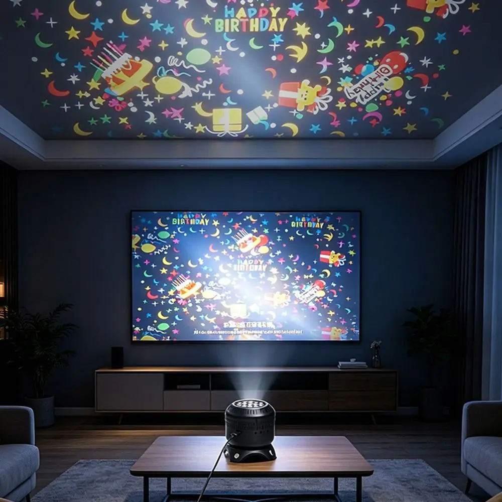 8 Patterns Starry Ocean Projection Night Light Rotating Dynamic Projector Festival Ambient Light Snowflake Ocean Pattern