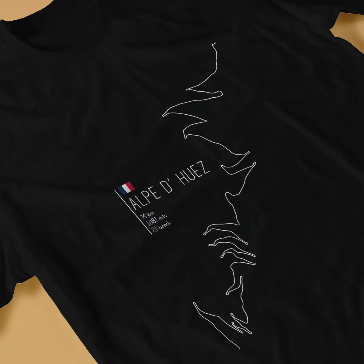 Alpe D Huez เสื้อยืดคอกลมสำหรับผู้ชาย, เสื้อยืดคอกลมแขนสั้นผ้าฝ้ายแท้