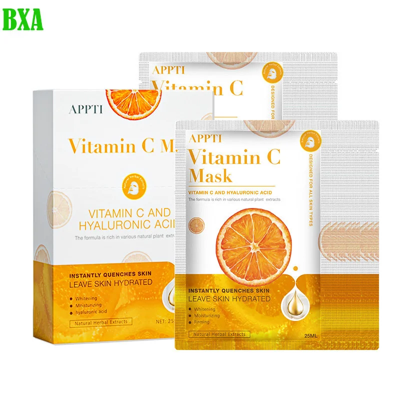 

10PCS Vitamin C Skin Care Face Mask VC Sheet Mask Facemask Acne Treatment Serum Whitening Moisturizer Skin Care Women Beauty