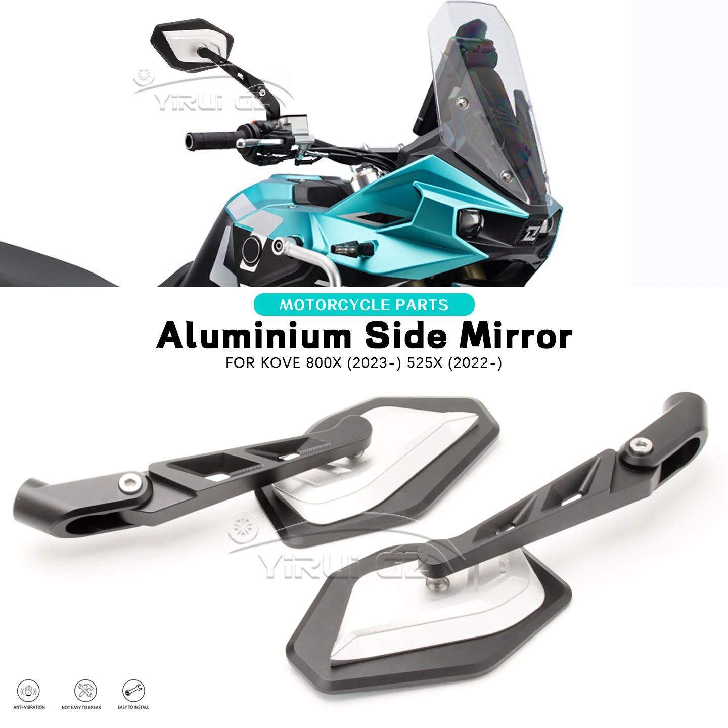 

FOR KOVE 800X 800X 2023- Motorcycle Accessories 525X 525X 2022- New CNC Aluminum Foldable Rearview Mirror Adjustable Side Mirror