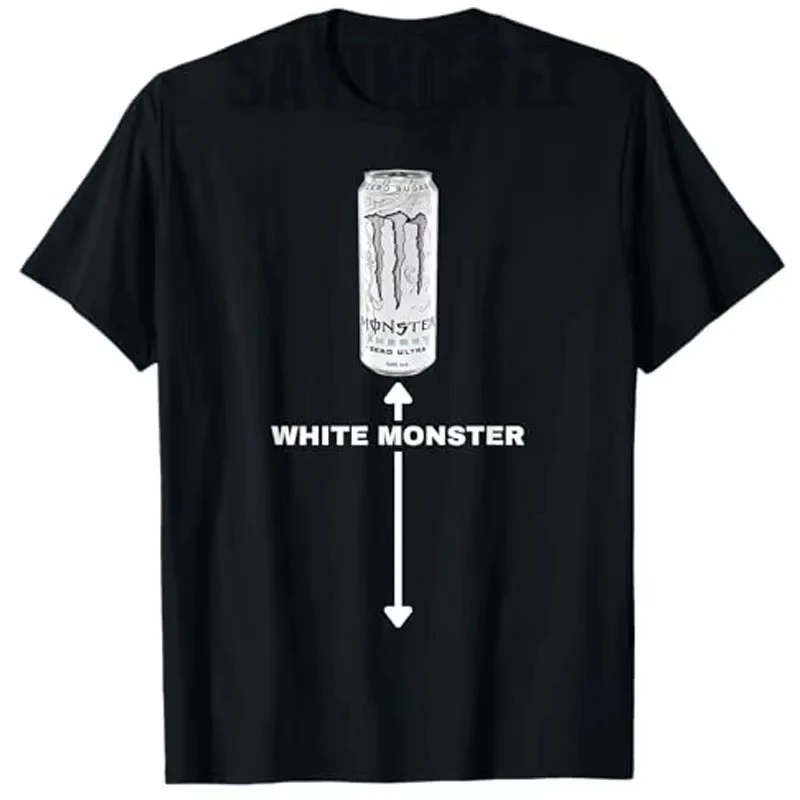 Camiseta de algodón con estampado con dibujo interesante de monstruo blanco de verano 2025, camiseta de alta calidad adecuada tanto para hombres y mujeres sueltas