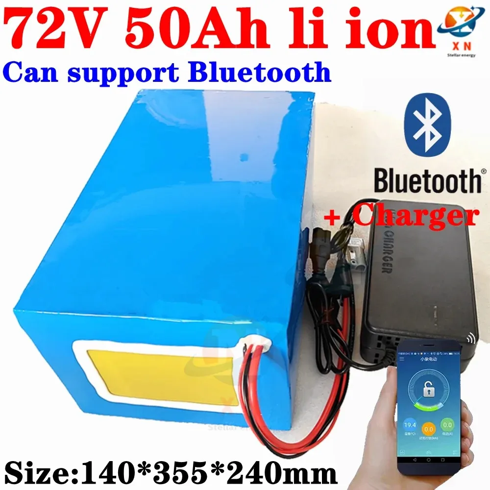 72v 50Ah lithium ion with Bluetooth APP BMS for 5000W 10KW bicycle scooter bike Motorcycle Forklift Crane truck +10A charger