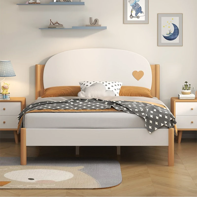 

household cartoon single bed white 1.5 meters wooden creative Bed bases and frames simple chambre à coucher complet furniture