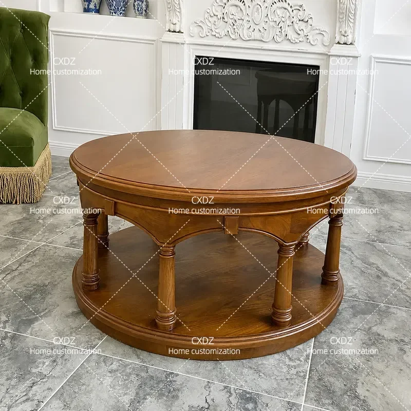 Solid Wood Round Coffee Table Modern Minimalist Living Room Side Table Small Apartment Home Furniture Premium Quality